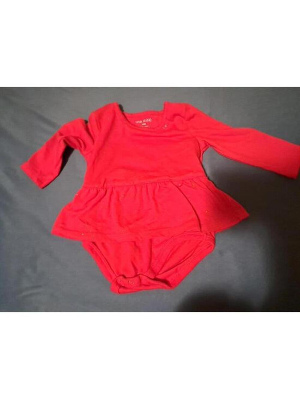 Okie Dokie Baby's Size 12m‎ Red With Gold Sparkles  1 Puece Ling Sleeves
